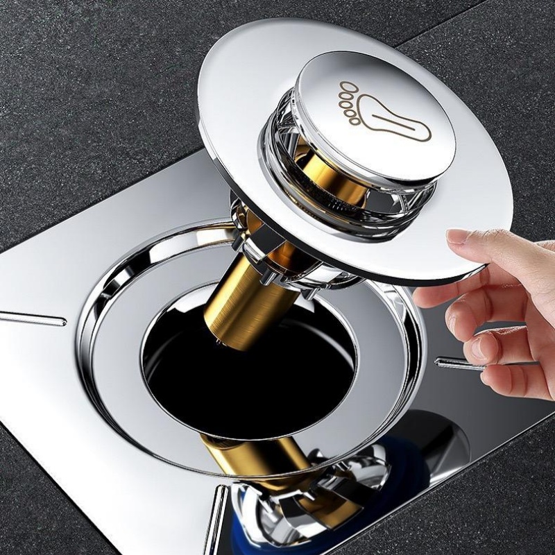 实用型浴室卫生间脚踩地漏弹跳芯下水道地漏盖防堵防臭排水