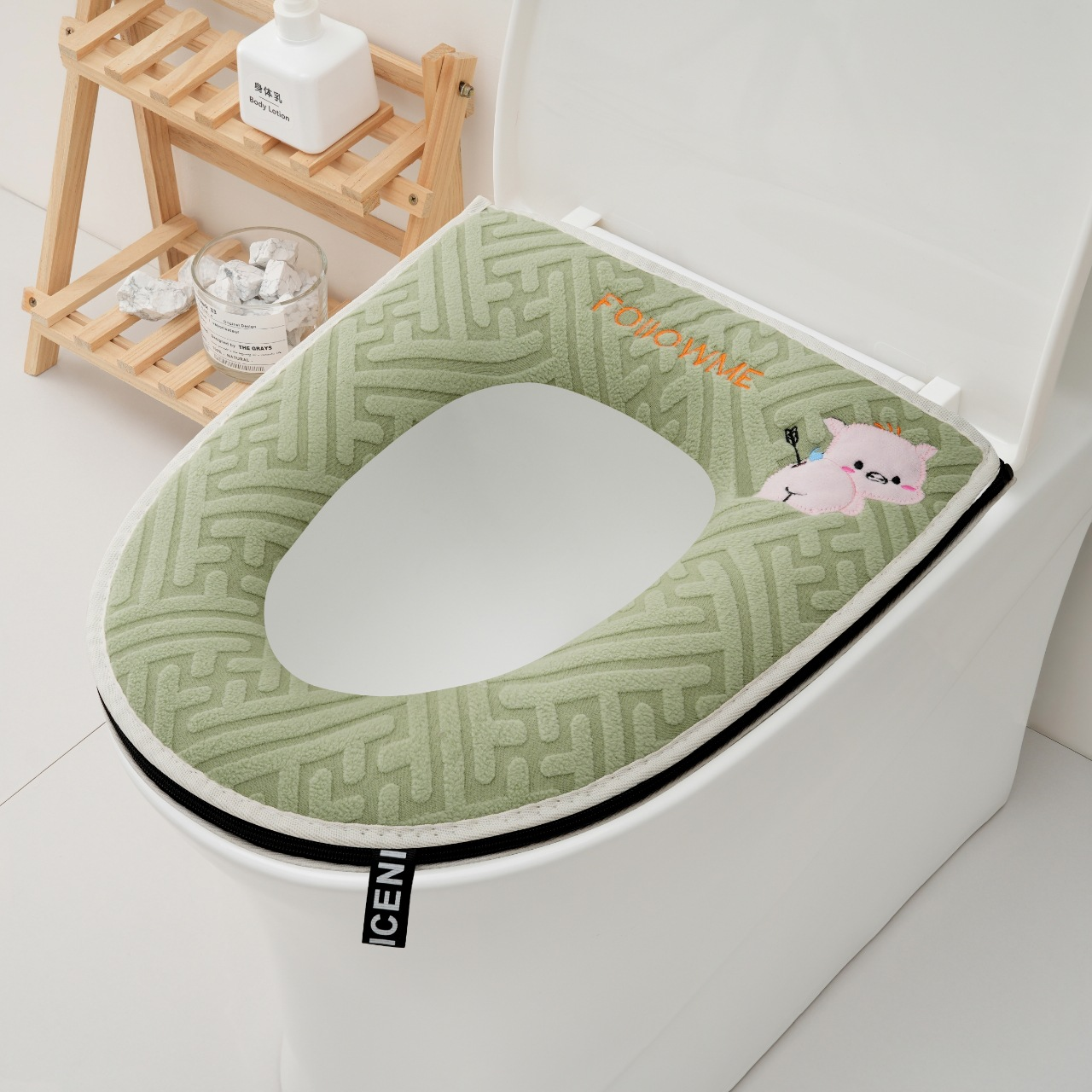 马桶垫通用家用卡通毛绒坐便套拉链式坐便可水洗秋冬马桶垫