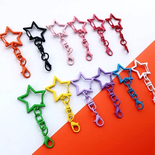 金属烤漆五角星扣玩偶钥匙圈挂件彩色diy饰品配件