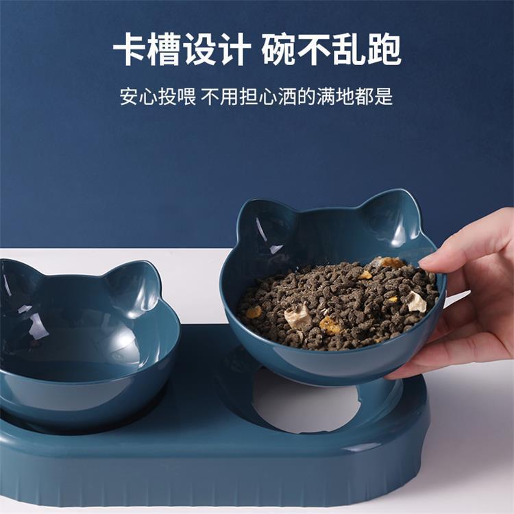 猫碗猫咪食盆双碗一体保护颈椎自动饮水碗防打翻可爱猫粮饭盆
