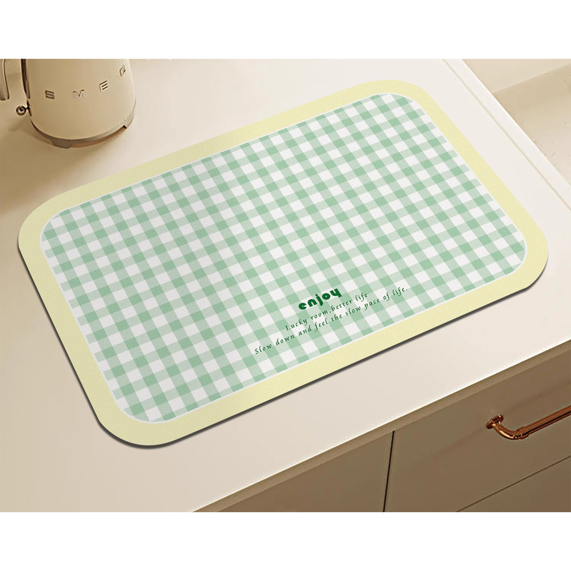 轻奢高级感厨房台面沥水垫子韩式奶油风厨房台面硅藻泥吸水防滑垫