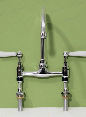 banmell出口NP嘴 双开双孔英式法式岛台复古厨房水槽水龙头铜美式