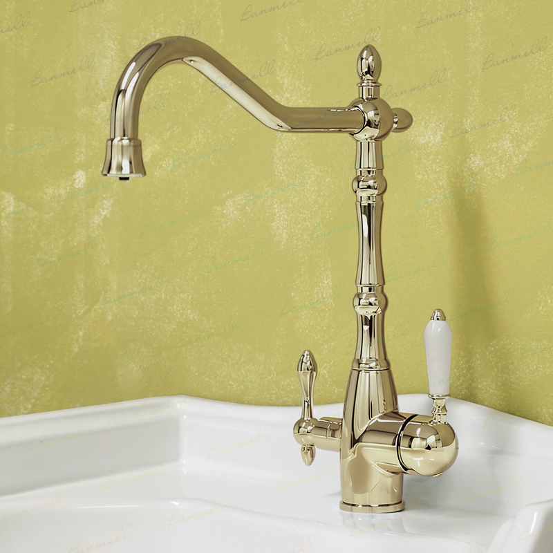 banmell带纯净水二合一NP嘴美式法式复古厨房水龙头双出水道两用