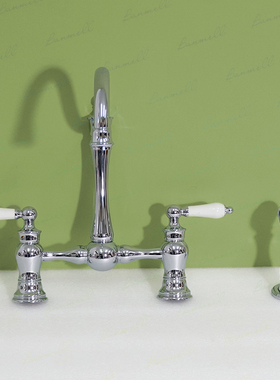 banmell 出口北美 NP嘴 三孔带喷头 法式复古美式抽拉厨房水龙头