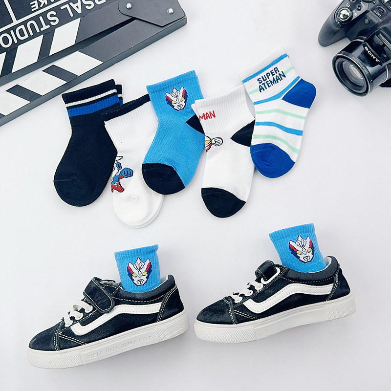 儿童袜子夏季薄款纯棉宝宝透气网眼袜小男孩春夏中筒袜男童薄棉袜