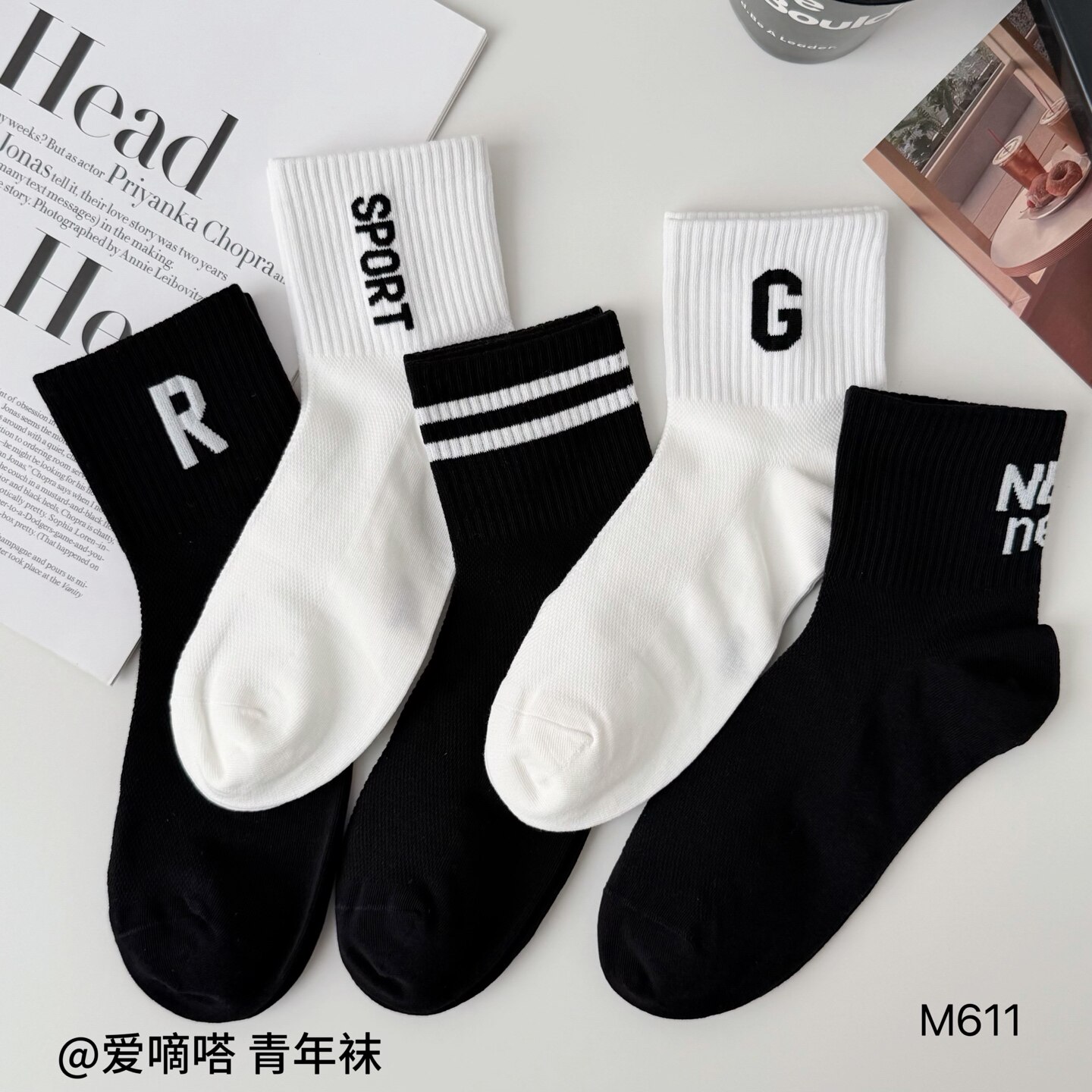 青少年袜子男款纯棉夏薄款防臭吸汗男士学生大童男童白色条纹运动