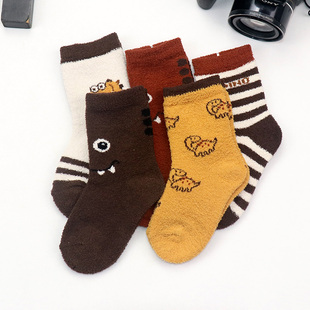 儿童袜子冬季加绒加厚卡通纯棉秋冬男童厚袜子毛圈袜秋冬天毛巾袜