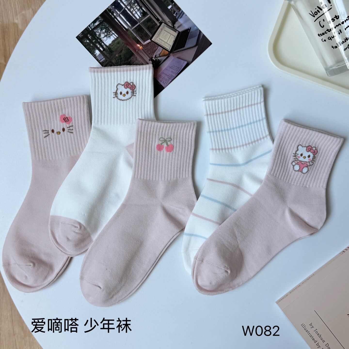 爱滴嗒袜子女春秋季中筒袜女童纯棉防臭配鲨鱼裤卡通长袜秋季棉袜