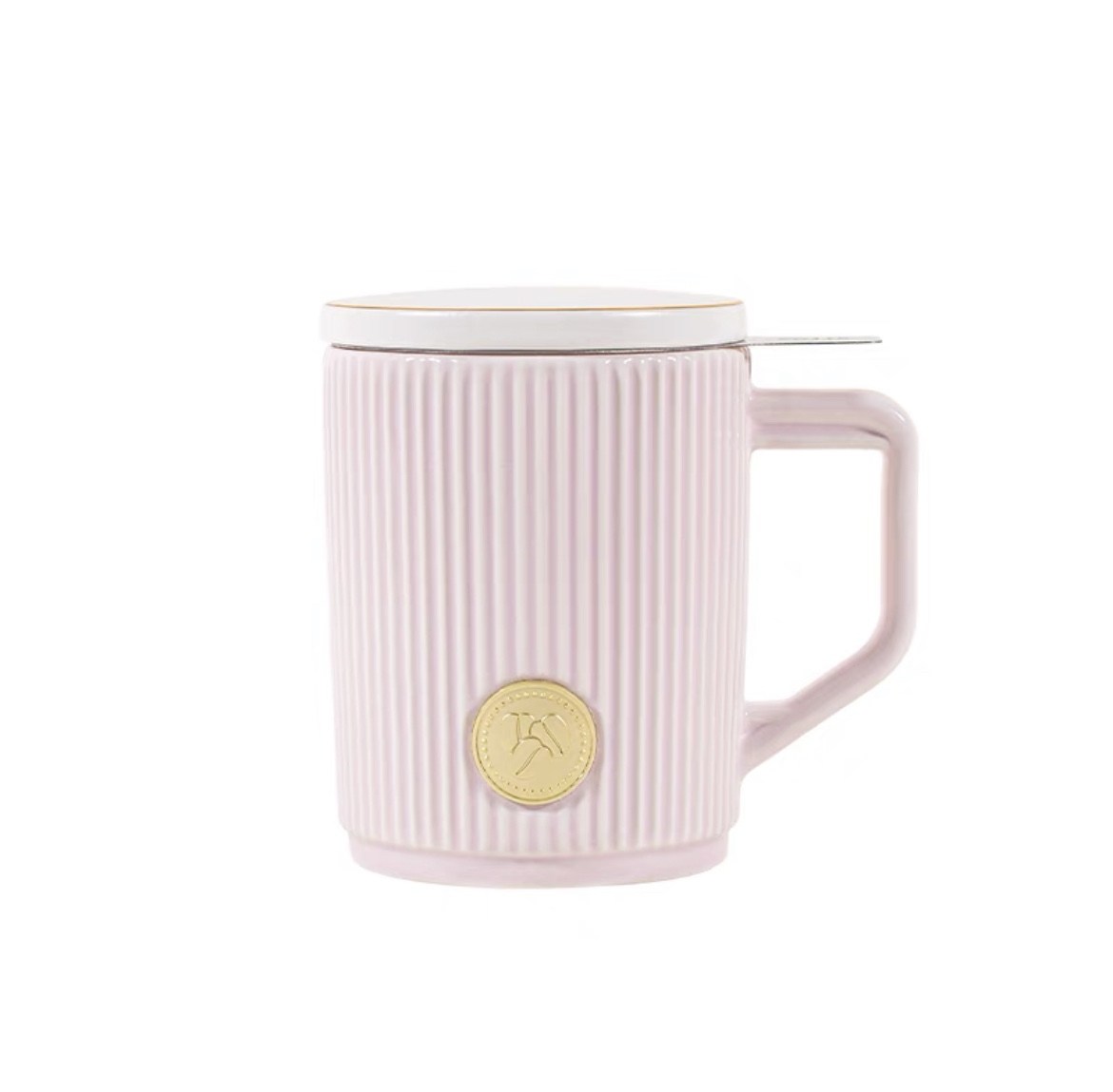 COSTA条纹紫色马克杯陶瓷杯带盖水杯女男办公 茶杯茶水分离泡茶杯