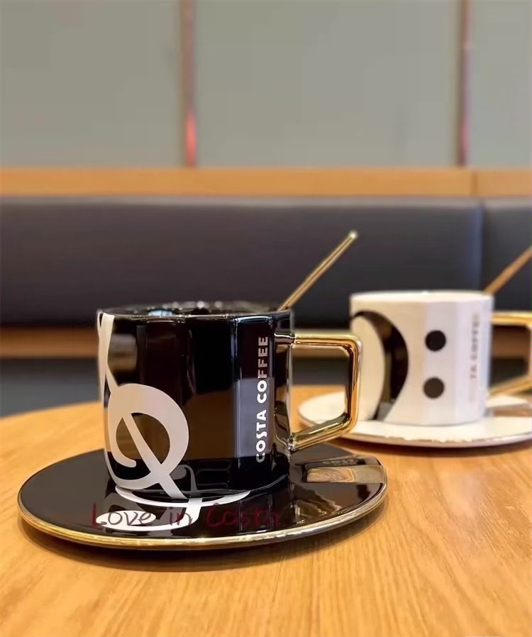 Costa钢琴大师杯碟组黑白配色情侣款咖啡马克杯礼盒装陶瓷杯绝版