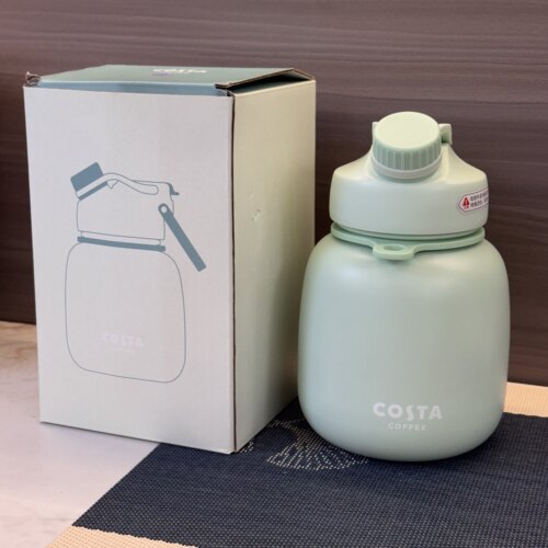 COSTA小墩桶保温杯580ml大容量薄荷绿萌趣吸管杯携背带316L高颜值