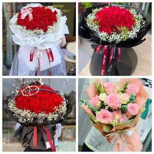 红玫瑰鲜花情人节生日表白花束礼物云南文山州西畴县马关县丘北县