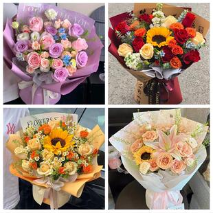 99朵玫瑰花束妇女节向日葵生日鲜花吉林松原市长岭县乾安县扶余市