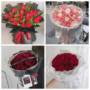 红玫瑰鲜花情人节生日表白花束礼物上海市浦东新区周浦新场大团镇