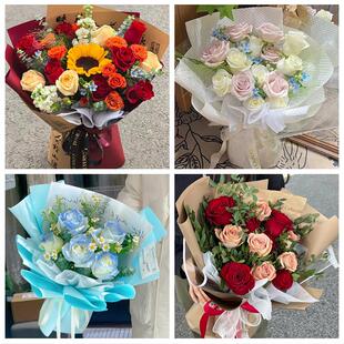 99朵玫瑰花束妇女节向日葵生日鲜花重庆市大渡口区春晖路街八桥镇