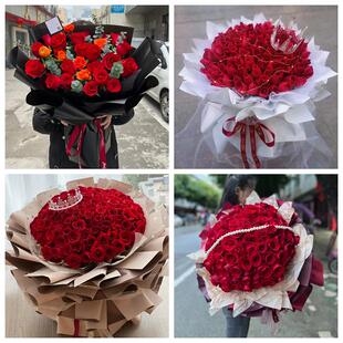 红玫瑰鲜花情人节生日表白花束礼物湖北省十堰市房县丹江口市附近
