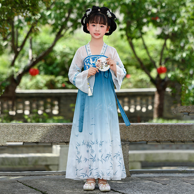 儿童汉服2026新款男童中国风女童短袖小学生古装诗朗诵国学演出服