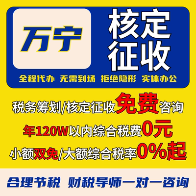 万宁核定征收个体户小额双免公司核定大额核定税务筹划电商合规