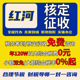 红河核定征收个体户小额双免公司核定大额核定税务筹划电商合规