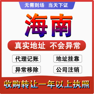 海南公司注册注销减资工商个体户营业执照代办股权变更转让解异常