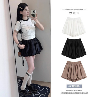 胖mm2 高腰显瘦a字裙裤 300斤花苞短裤 新款 小个子蛋糕裙 女夏季 大码