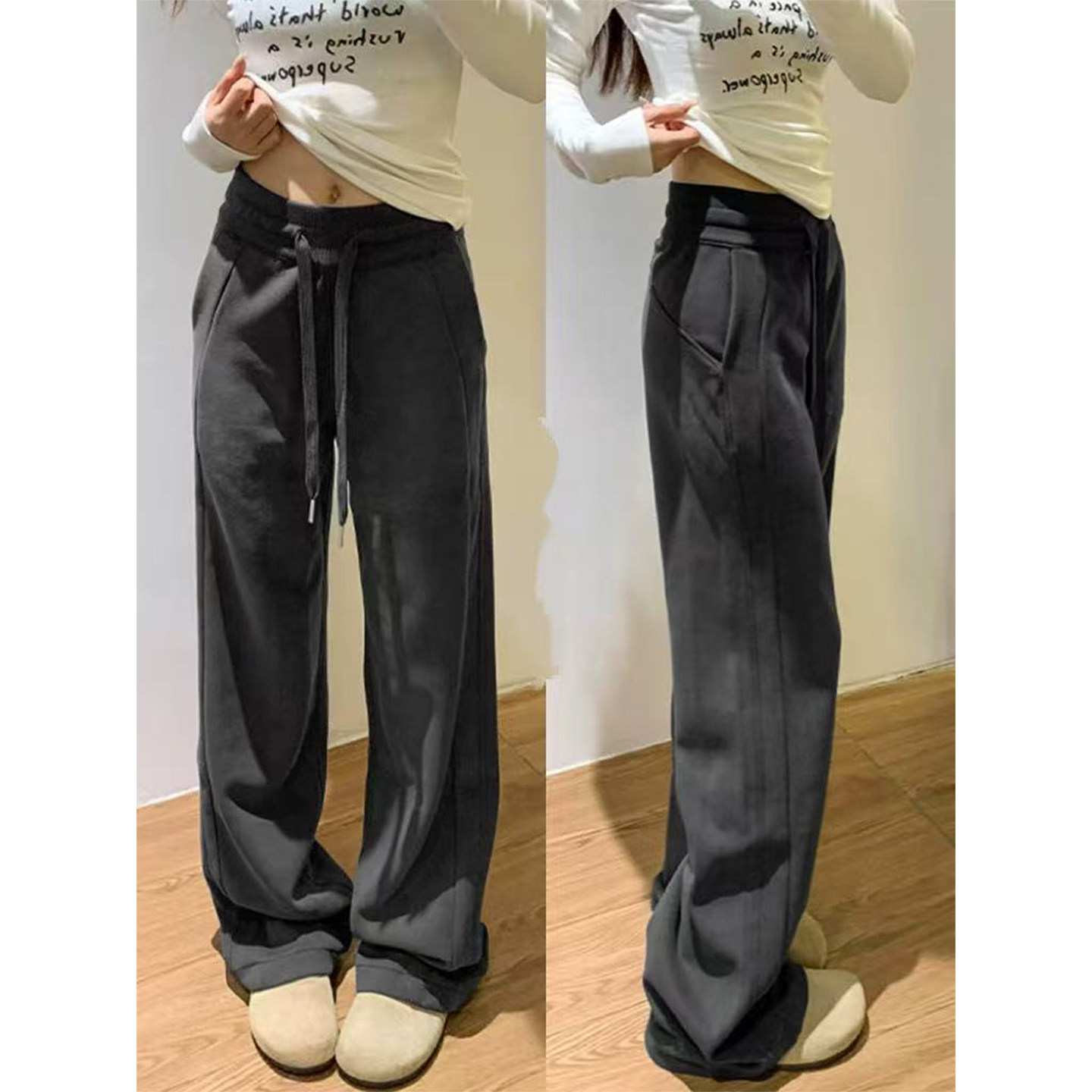 美式直筒运动休闲裤女秋冬200斤大码胖mm宽松显瘦梨型身材阔腿裤,女装/女士精品,休闲裤,淘宝优惠券,粉丝福利购,淘宝优惠卷