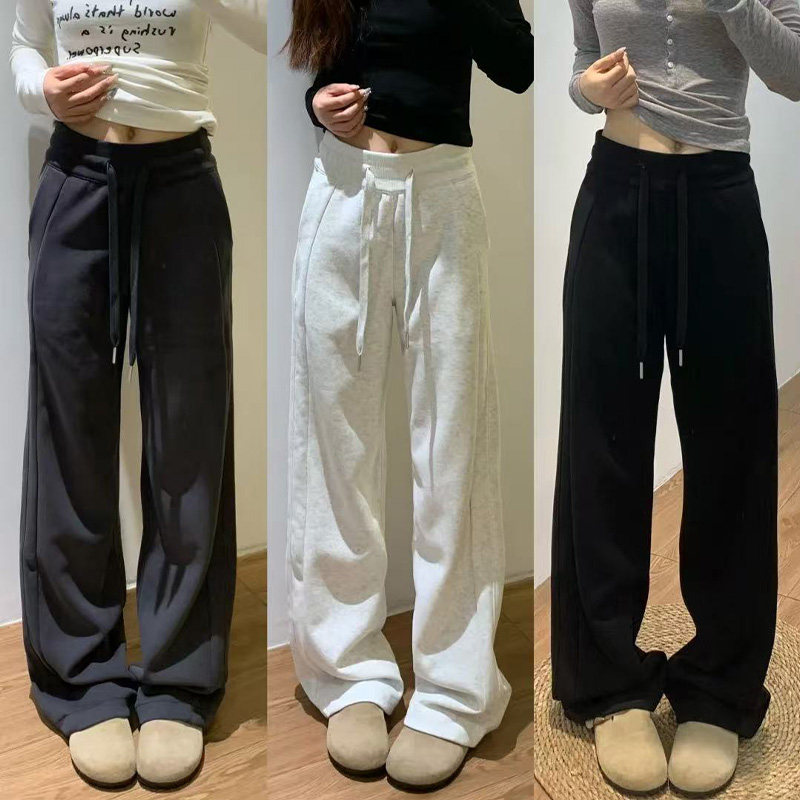 胖mm200斤运动裤女春秋大码宽松显瘦休闲直筒窄版梨形身材阔腿裤