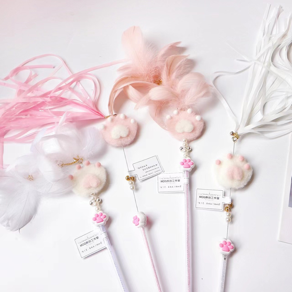 MOG 猫爪爪逗猫棒流苏铃铛羽毛玩具幼猫弹力