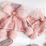 MOG ПЭТ ТРУЖНАЯ Одежда из веревки и скользите по четыре сезона Universal Bow Puppies Pink Pink