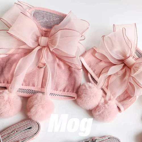 MOG ПЭТ ТРУЖНАЯ Одежда из веревки и скользите по четыре сезона Universal Bow Puppies Pink Pink