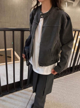 秋上新!【ELBORN】简约休闲立领拉链牛仔外套