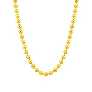 定制款999足金包银项链 光珠黄金项链男女同款圆佛珠链素金链锁骨
