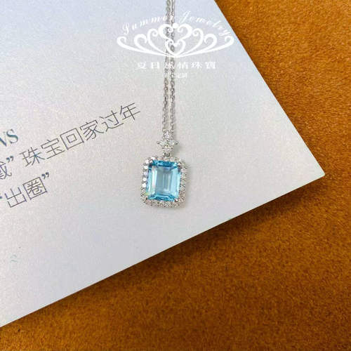 一克拉圣玛利亚海蓝宝满钻项链