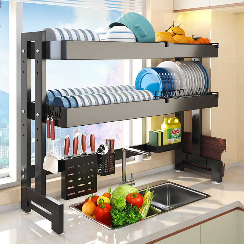 厨房水槽置物架碗碟沥水架台面碗架多功能家用水池洗放盘收纳架子