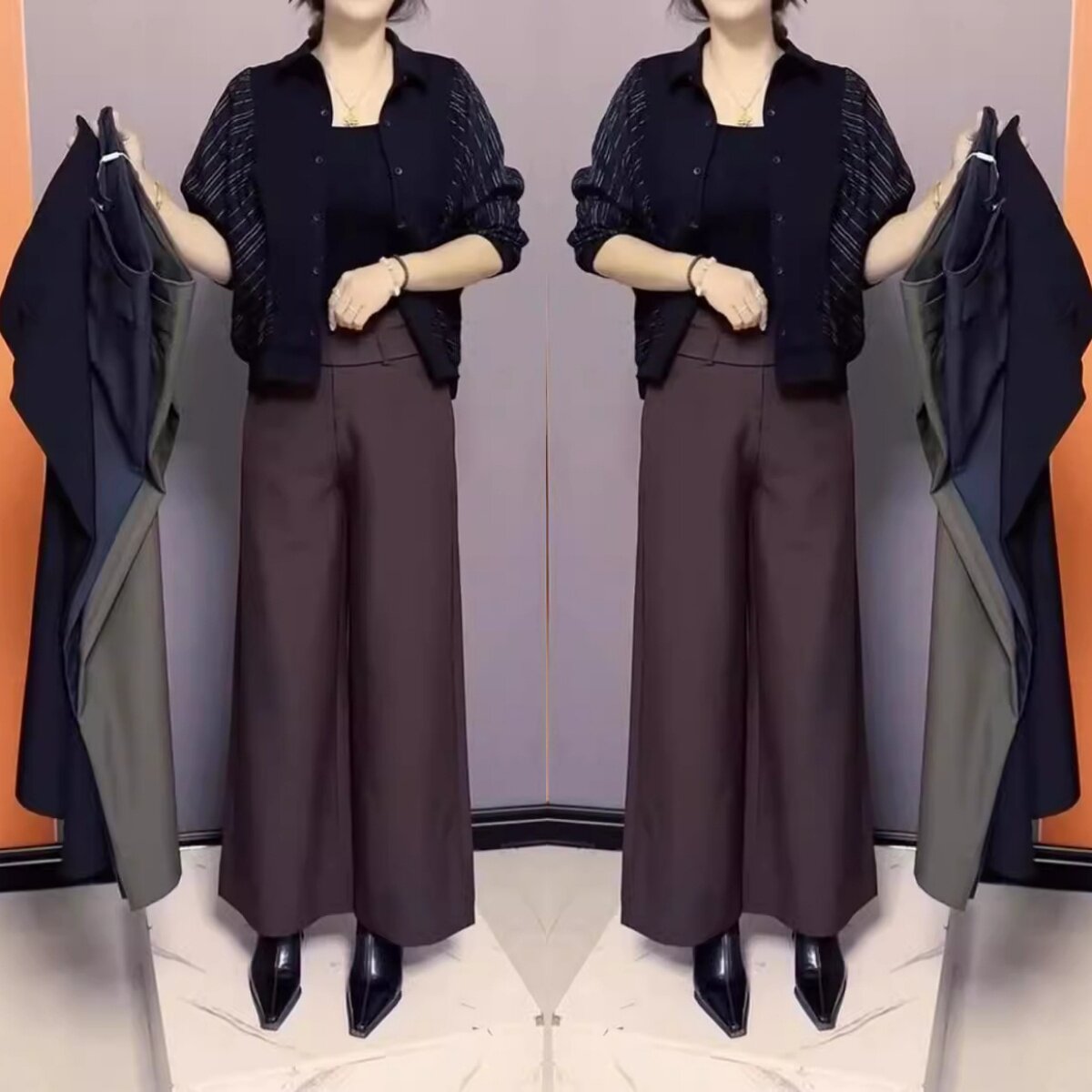 2025秋季大码女装胖mm高腰显瘦阔腿西裤微胖妹妹时尚高级宽松女裤