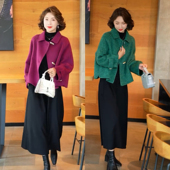 2025年秋冬新款 宽松显瘦小个子牛角扣高级感宽松毛呢外套 网红爆款