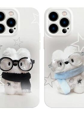 可爱情侣手机壳适用iPhone16苹果15promax菲林14二合一13灰色17华为mate60荣耀Pura70小米vivox200一加reno12