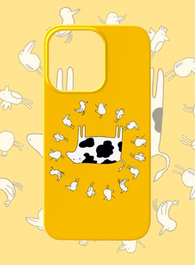 简约奶牛手机壳适用iPhone15promax苹果14菲林13黄色17可爱16e华为mate60荣耀P70小米vivox200一加opporeno12
