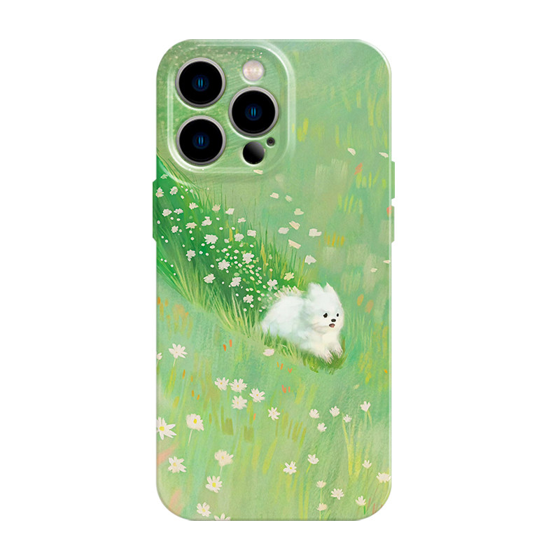 穿梭在草地的小狗！手机壳