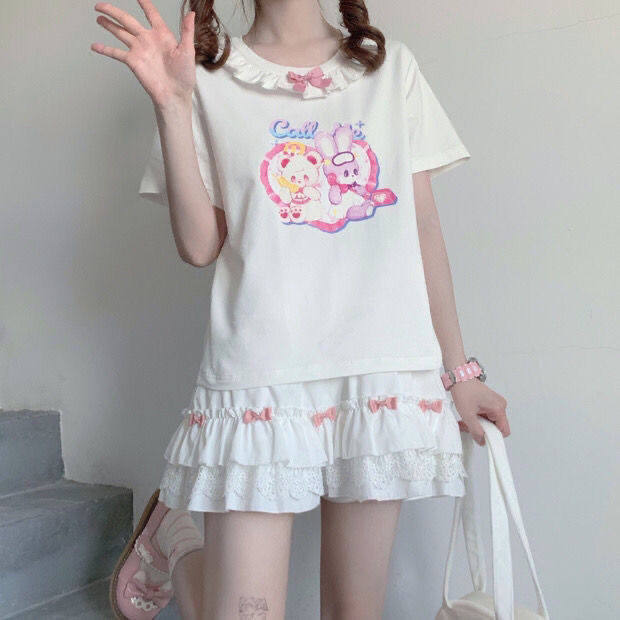 夏季日系软妹可爱高腰荷叶边蛋糕花边短裙学生韩版仙女百褶半身裙