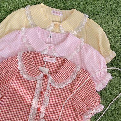 甜美衬衣日常软妹衫蝴蝶结花边领