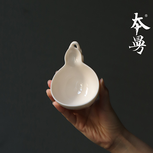 本曼山房五福杯庄晓阳手作德化窑孩儿红浮雕葫芦福禄杯仿古主人杯