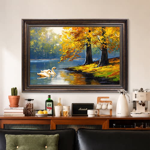 法式中古玄关油画|《天鹅湖》欧洲艺术复古风客厅装饰画走廊挂画