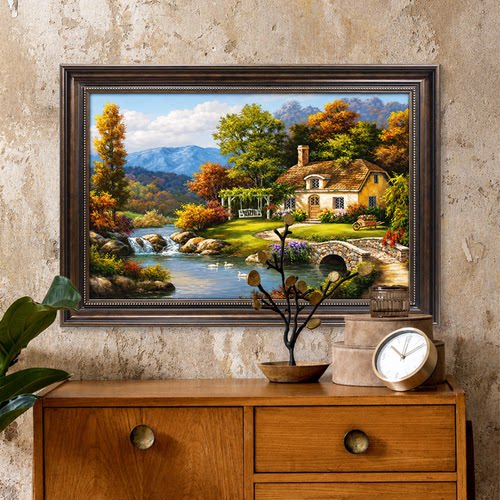 法式中古玄关油画|《向往的生活》艺术复古风客厅装饰画走廊挂画