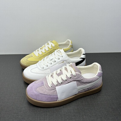 撤柜处理真皮小白鞋女2025新款磨砂皮板鞋拼色学生低帮休闲板鞋女