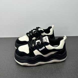 35 36 38撤柜处理真皮女鞋新款百搭舒适波浪底气质休闲低帮老爹鞋