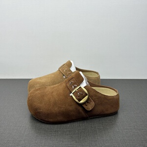 专柜撤柜处理真皮女鞋2025新款百搭勃肯鞋磨砂皮厚底包头半拖鞋女