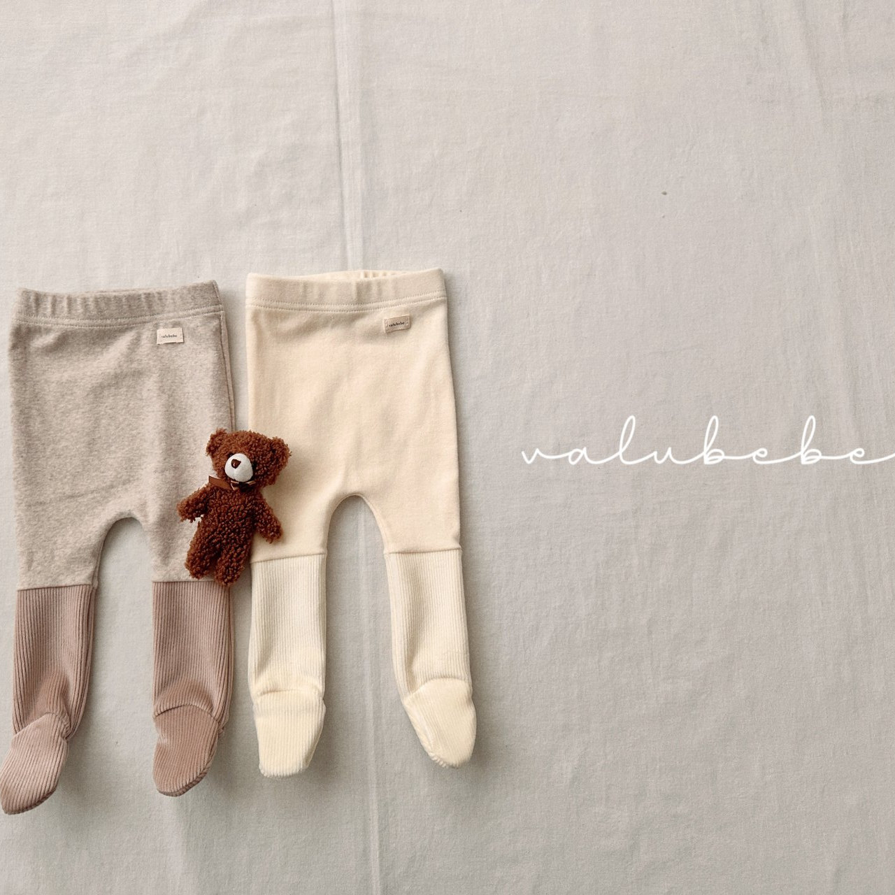 韩国童装代购VALU BEBE男女婴童宝宝个性棉软加绒厚连脚打底裤袜