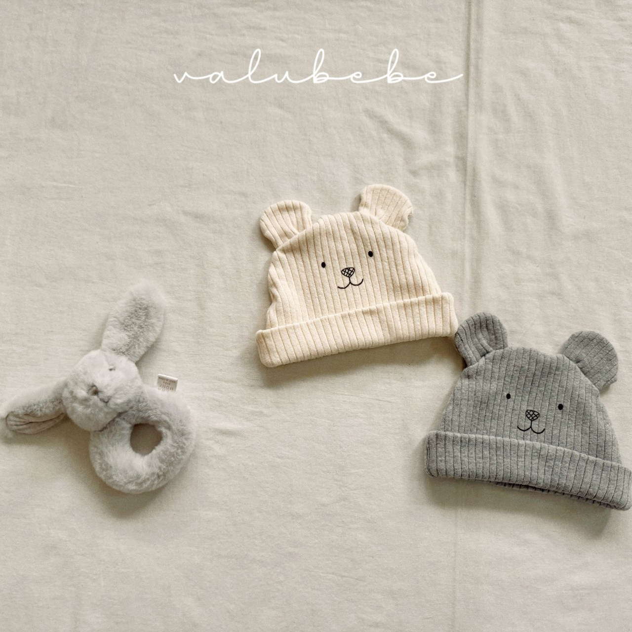 韩国进口代购VALU BEBE男女婴童宝宝洋气棉软可爱小熊耳朵套头帽