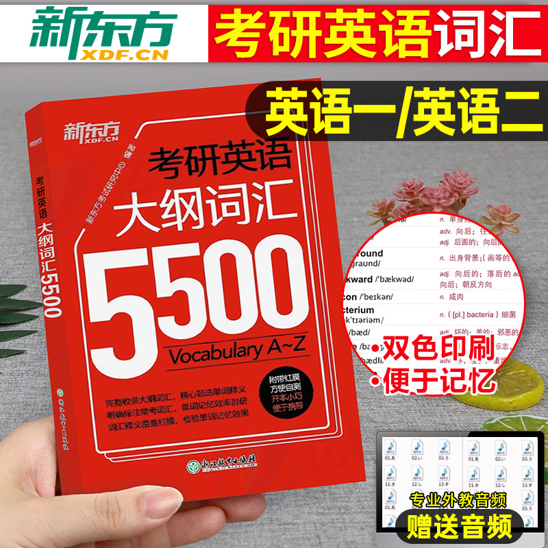 2025年考研英语大纲词汇书5500单词本默写本高频核心手册2024新东方英语一201英二2真题口袋书便携版背诵宝随身背正序25红宝石小本-封面